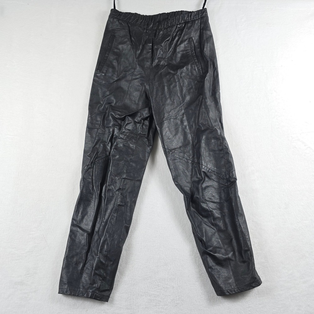 Pia Rucci Vintage Black Leather Tapered Pants Womens Small Elastic High Rise